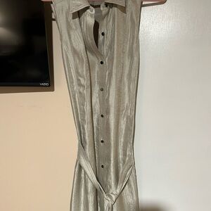 White House Black Market Metallic Button-Down Dress